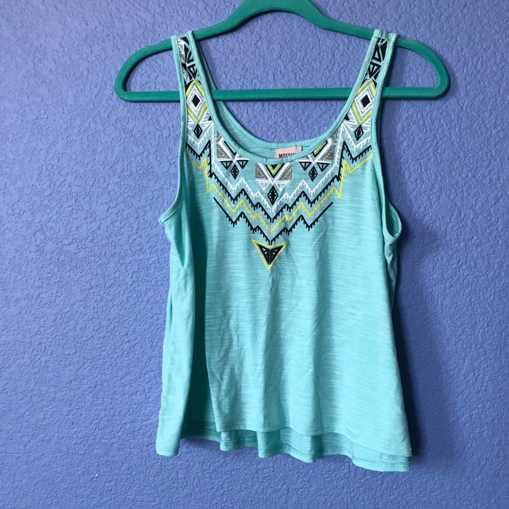 Mossimo tribal print mint crop tank top